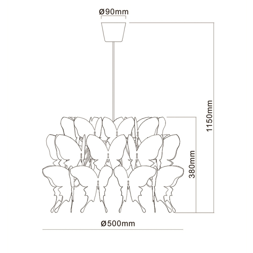 Lampadario per bambini FARFALLA 1xE27/60W/230V rosa