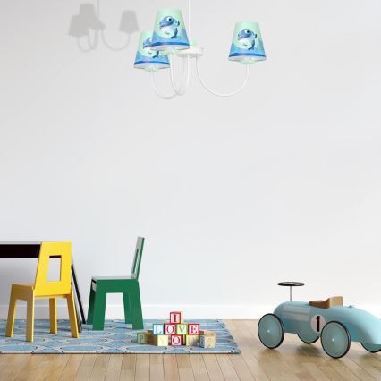 Lampadario per bambini su palo DOLPHIN 3xE14/40W/230V