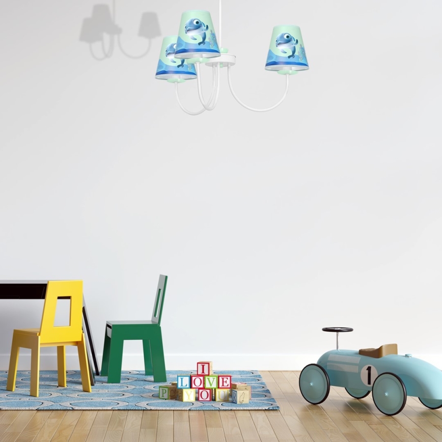 Lampadario per bambini su palo DOLPHIN 3xE14/40W/230V