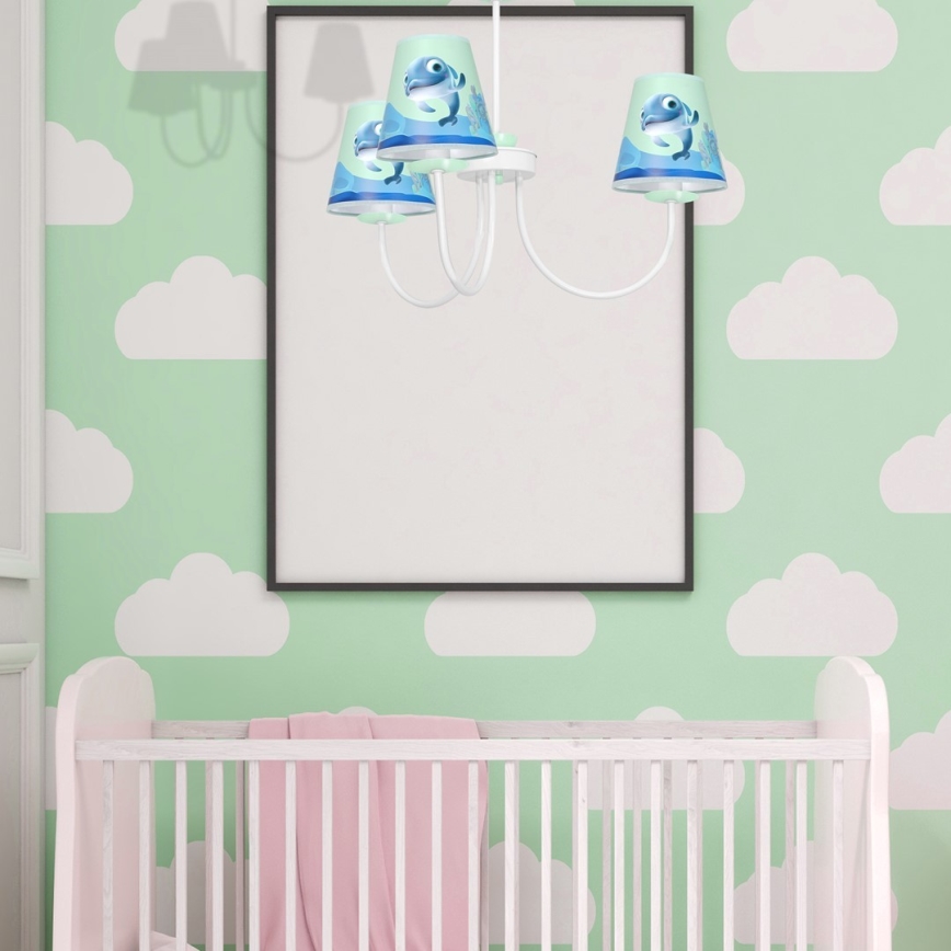 Lampadario per bambini su palo DOLPHIN 3xE14/40W/230V