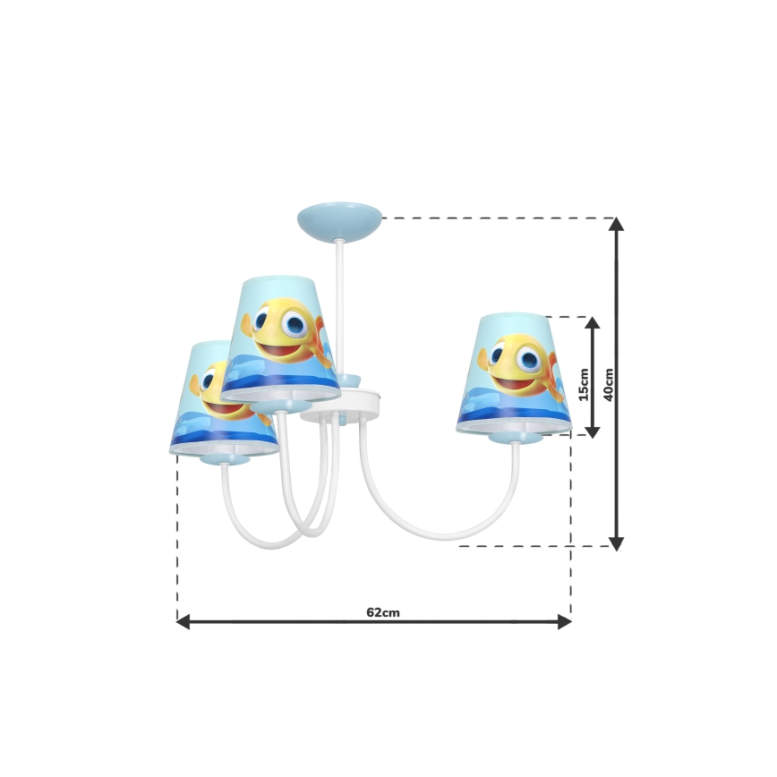 Lampadario per bambini su palo FISH 3xE14/40W/230V