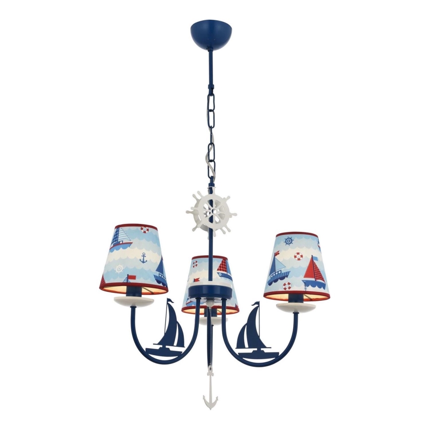 Lampadario per cameretta BOAT 3xE14/40W/230V blu