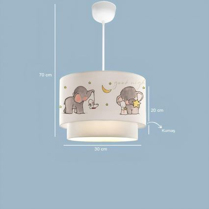 Lampadario per cameretta CANDY 1xE27/40W/230V bianco/grigio