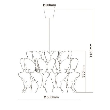 Lampadario per cameretta FARFALLA 1xE27/60W/230V bianco