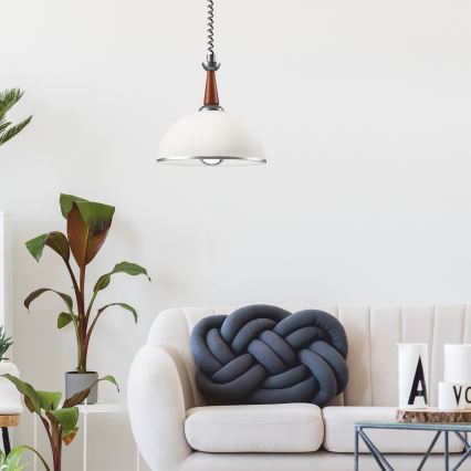 Lampadario regolabile CHIARA 1xE27/60W/230V argento/marrone/faggio