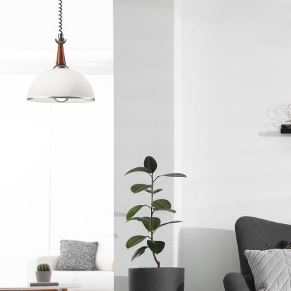 Lampadario regolabile CHIARA 1xE27/60W/230V argento/marrone/faggio