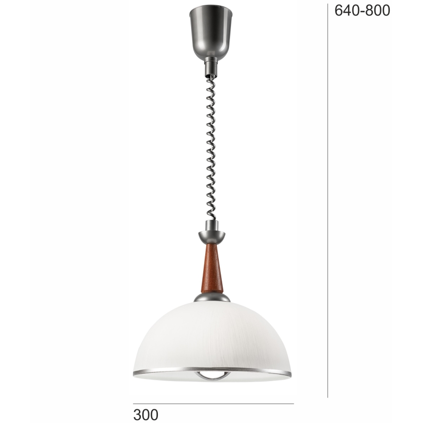 Lampadario regolabile CHIARA 1xE27/60W/230V argento/marrone/faggio
