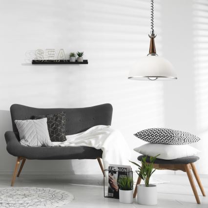 Lampadario regolabile CHIARA 1xE27/60W/230V argento/marrone scuro/faggio