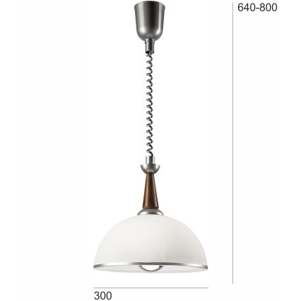 Lampadario regolabile CHIARA 1xE27/60W/230V argento/marrone scuro/faggio