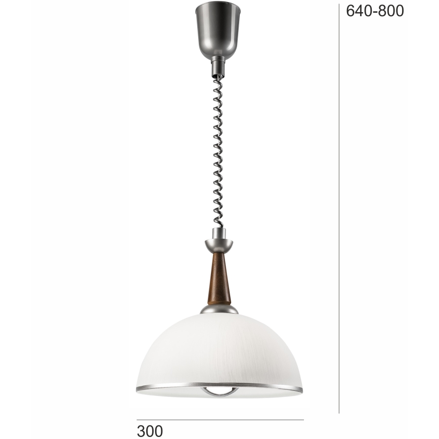 Lampadario regolabile CHIARA 1xE27/60W/230V argento/marrone scuro/faggio