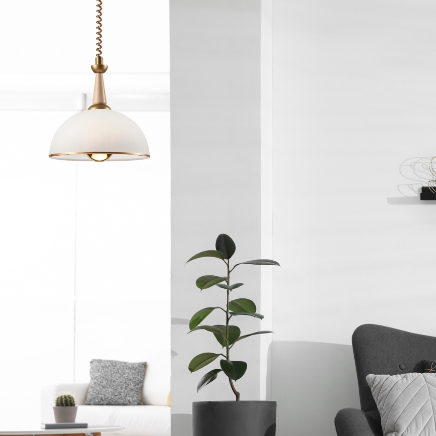 Lampadario regolabile CHIARA 1xE27/60W/230V beige/faggio