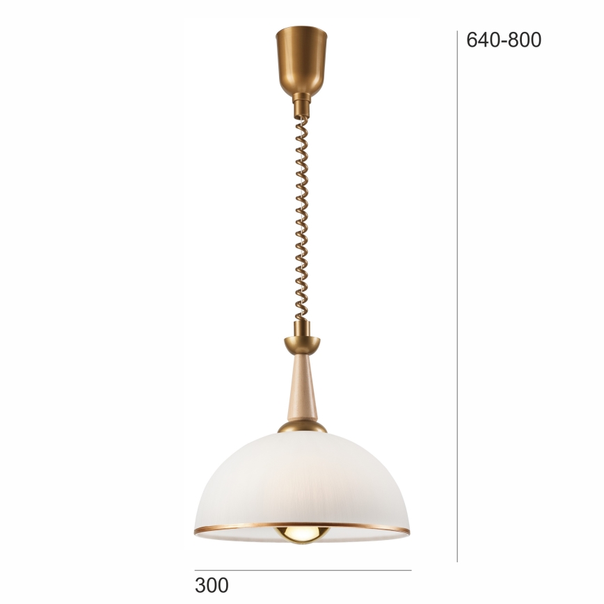 Lampadario regolabile CHIARA 1xE27/60W/230V beige/faggio