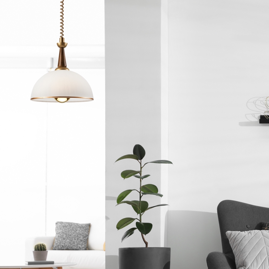 Lampadario regolabile CHIARA 1xE27/60W/230V marrone/faggio