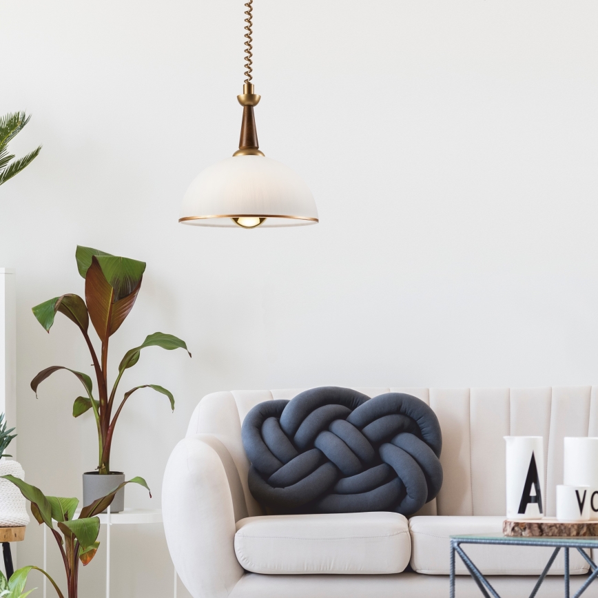 Lampadario regolabile CHIARA 1xE27/60W/230V marrone/faggio