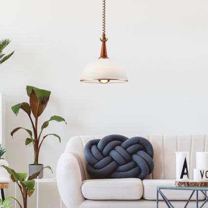 Lampadario regolabile CHIARA 1xE27/60W/230V marrone scuro/faggio