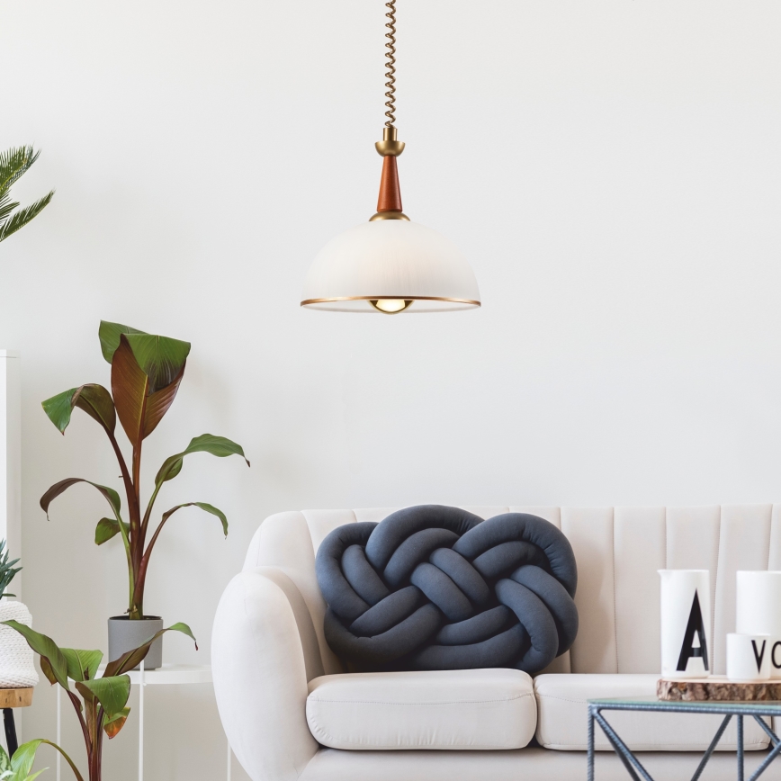 Lampadario regolabile CHIARA 1xE27/60W/230V marrone scuro/faggio