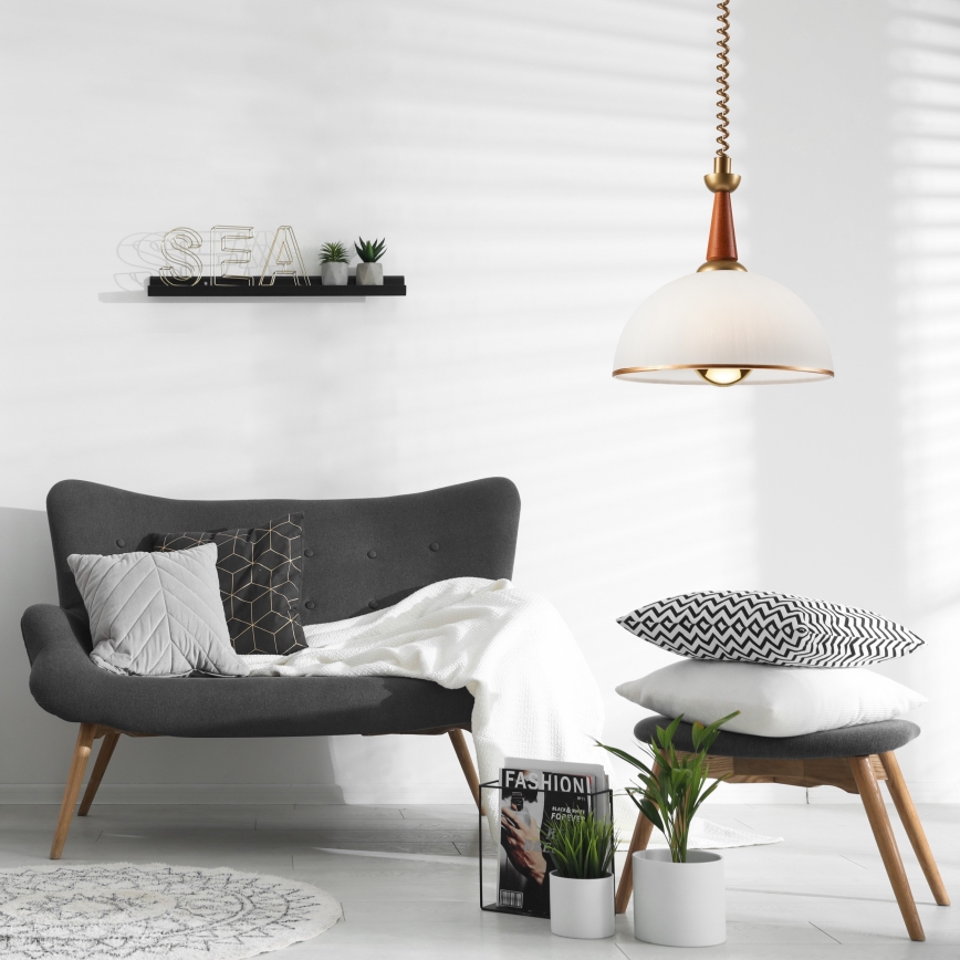 Lampadario regolabile CHIARA 1xE27/60W/230V marrone scuro/faggio