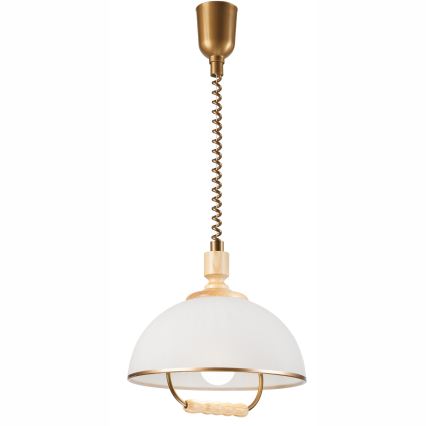 Lampadario regolabile RAMONA 1xE27/60W/230V beige/marrone chiaro/pino