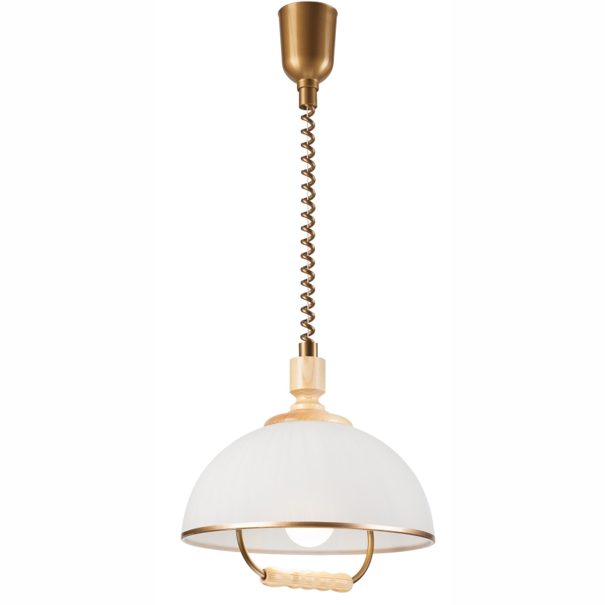 Lampadario regolabile RAMONA 1xE27/60W/230V beige/marrone chiaro/pino
