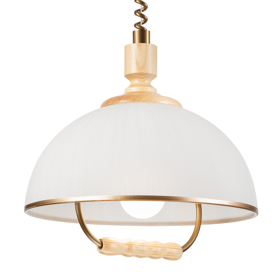 Lampadario regolabile RAMONA 1xE27/60W/230V beige/marrone chiaro/pino