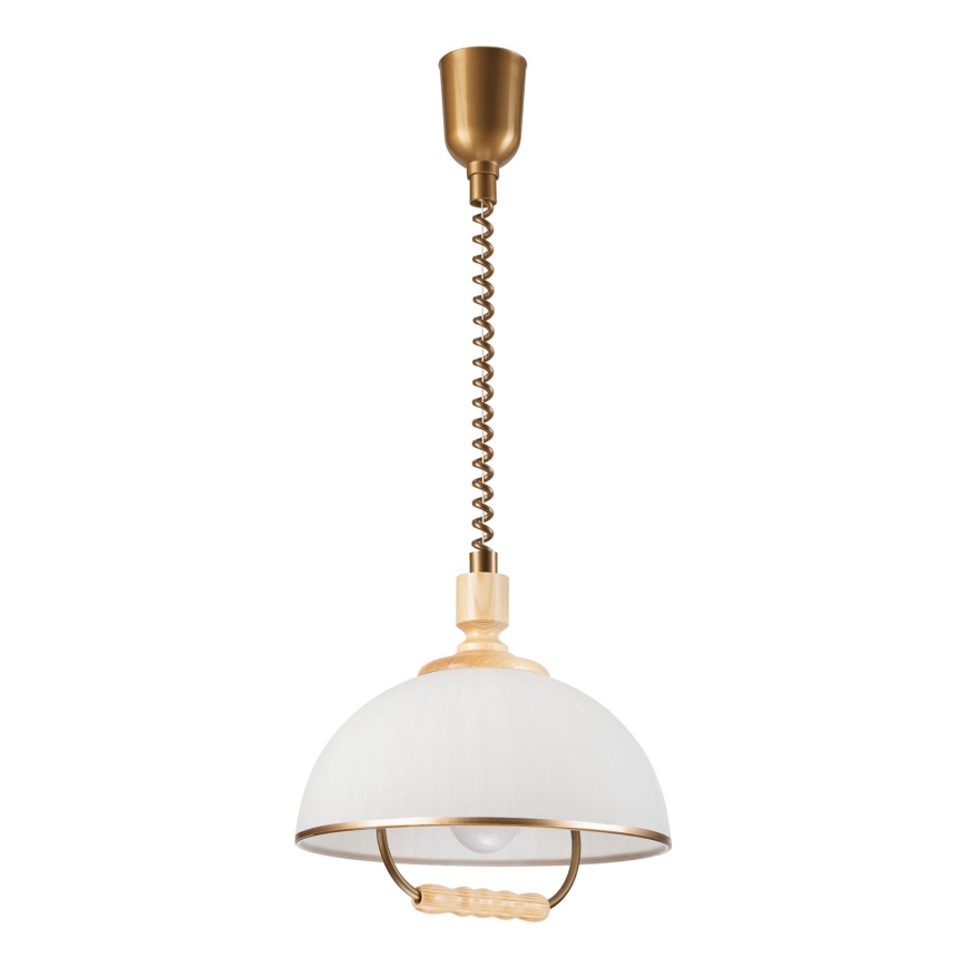 Lampadario regolabile RAMONA 1xE27/60W/230V beige/marrone chiaro/pino