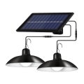 Lampadario solare LED dimmerabile su cavo con sensore 2xLED/1,8W/3,7V IP44 6500K 2400 mAh + telecomando