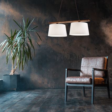Lampadario sospeso a cavo AIDA 2xE27/60W/230V, finitura noce