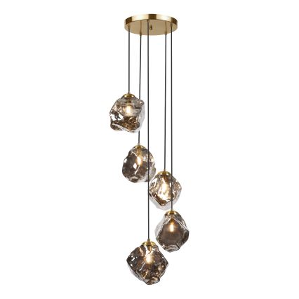 Lampadario sospeso a cavo CRISTAL 5xE14/15W/230V ottone/nero fumé