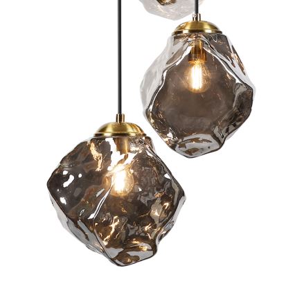 Lampadario sospeso a cavo CRISTAL 5xE14/15W/230V ottone/nero fumé