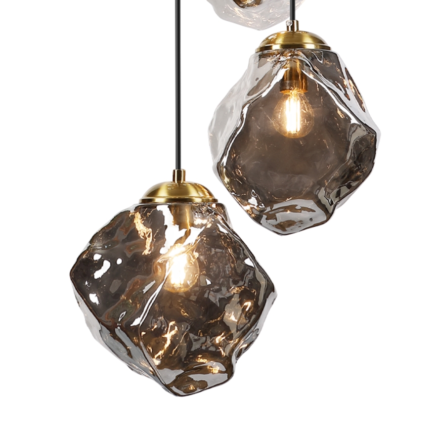 Lampadario sospeso a cavo CRISTAL 5xE14/15W/230V ottone/nero fumé