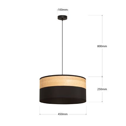 Lampadario sospeso con cavo ALBA 1xE27/15W/230V Ø 45 cm, nero/marrone