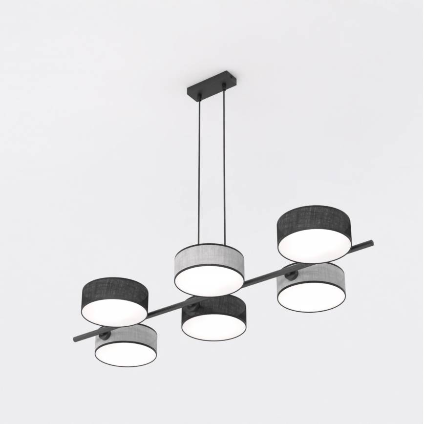 Lampadario sospeso con cavo DRUMZ 6xE14/10W/230V nero/grigio