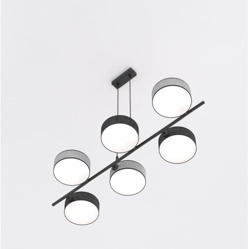 Lampadario sospeso con cavo DRUMZ 6xE14/10W/230V nero/grigio