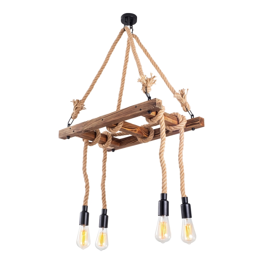 Lampadario sospeso con cavo EREBOS 4xE27/40W/230V marrone