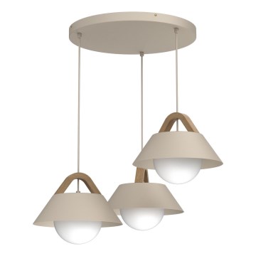 Lampadario sospeso con cavo FUNDA 3xE27/15W/230V beige