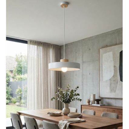Lampadario sospeso con cavo KIVI 1xE27/15W/230V bianco
