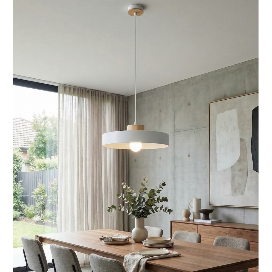 Lampadario sospeso con cavo KIVI 1xE27/15W/230V bianco