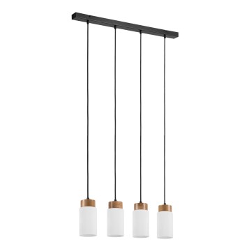 Lampadario sospeso con cavo MARKUS 4xE27/15W/230V nero/rovere
