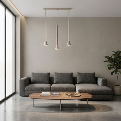 Lampadario sospeso con cavo MAZZO 3x GU10/8W/230V, beige