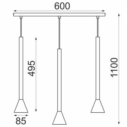 Lampadario sospeso con cavo MAZZO 3x GU10/8W/230V, beige