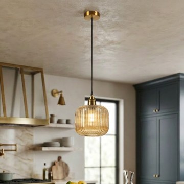 Lampadario sospeso con cavo MILOU 1xE27/15W/230V oro/beige fumé