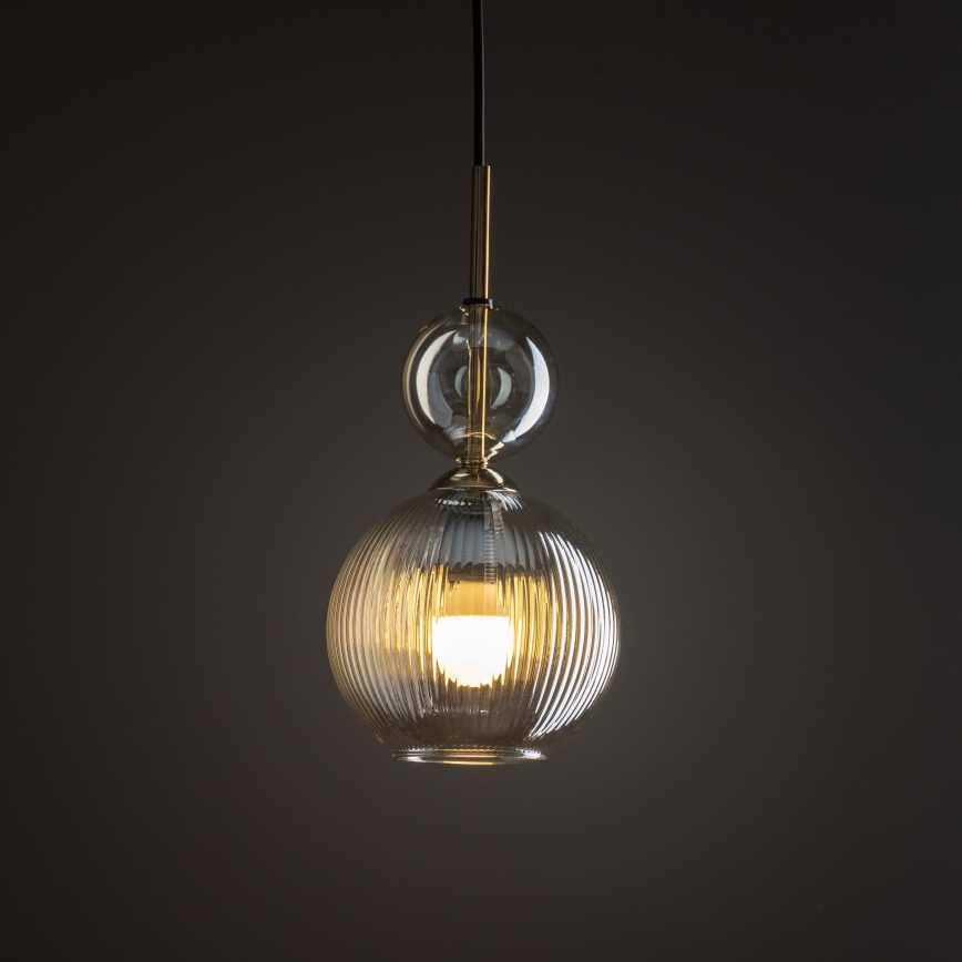Lampadario sospeso con cavo SOPHIA 1xE14/10W/230V nero/beige fumé