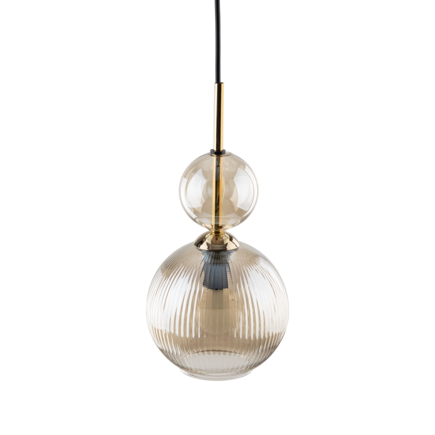 Lampadario sospeso con cavo SOPHIA 1xE14/10W/230V nero/beige fumé