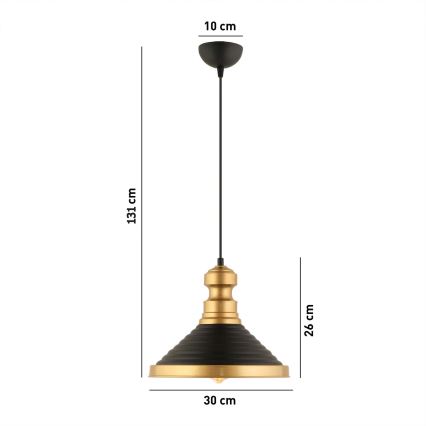 Lampadario sospeso MONZA con cavo 1xE27/40W/230V Ø 30 cm nero/oro