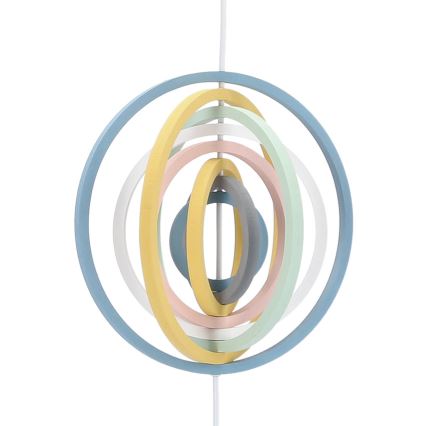 Lampadario sospeso per bambini con cavo HOOPS 1xE27/20W/230V Ø 27 cm multicolore