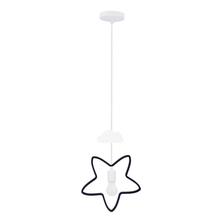Lampadario sospeso per bambini STARS su cavo 1xE27/20W/230V nero/bianco