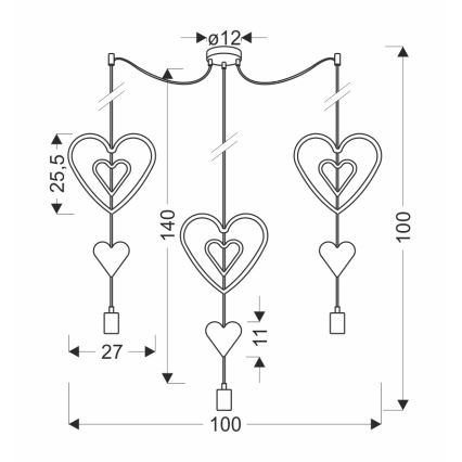 Lampadario sospeso per cameretta TRIO con cavo 3xE27/20W/230V rosa/bianco/grigio