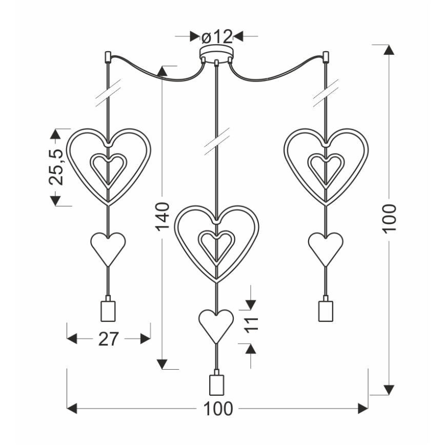 Lampadario sospeso per cameretta TRIO con cavo 3xE27/20W/230V rosa/bianco/grigio