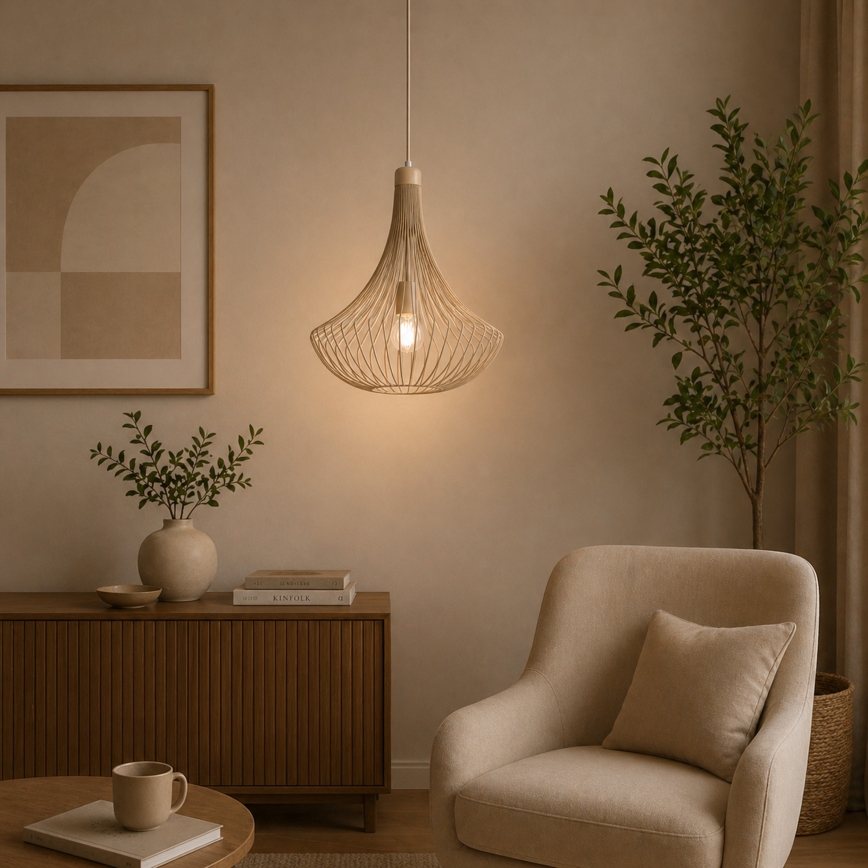 Lampadario sospeso su cavo BALERINA 1xE27/15W/230V beige