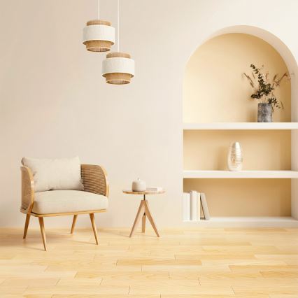 Lampadario sospeso su cavo BOHO 2xE27/60W/230V crema/iuta